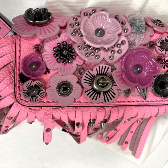 COACH Rogue 1941 Dinkier Wild Tea Rose Fringe Pink Crossbody Purse - Picture 2 of 4